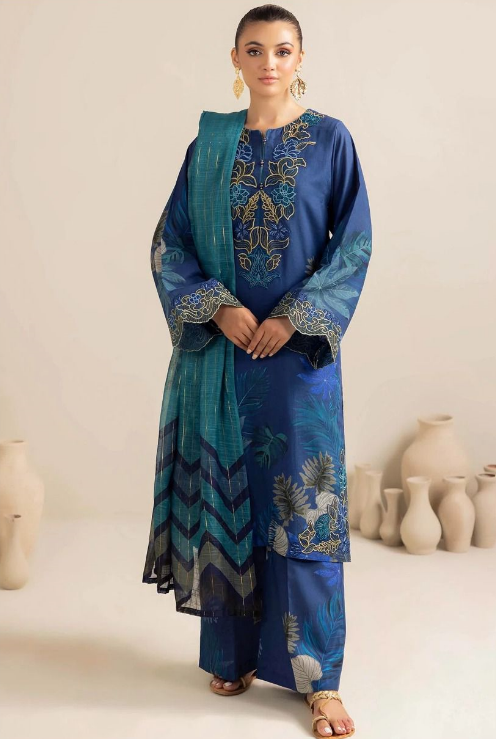 BAROQUE 3PC LAWN WITH SWISS VOIL DUPATTA