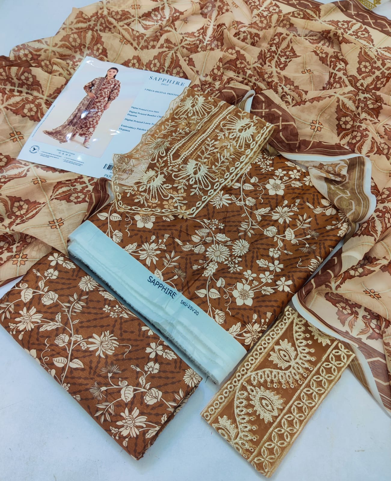 Sapphire 3 Piece - Embroidered Lawn Suit