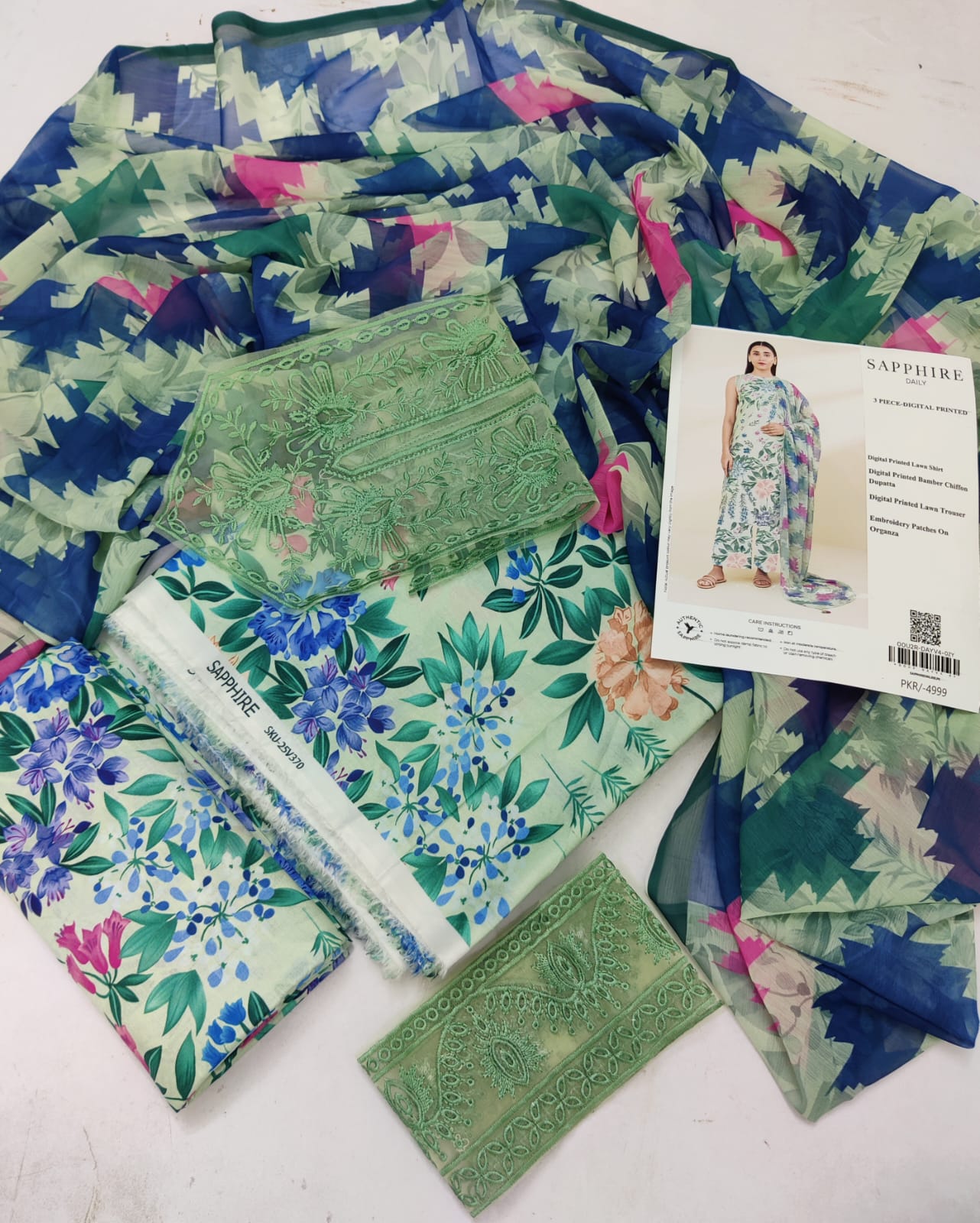 Sapphire 3 Piece - Embroidered Lawn Suit