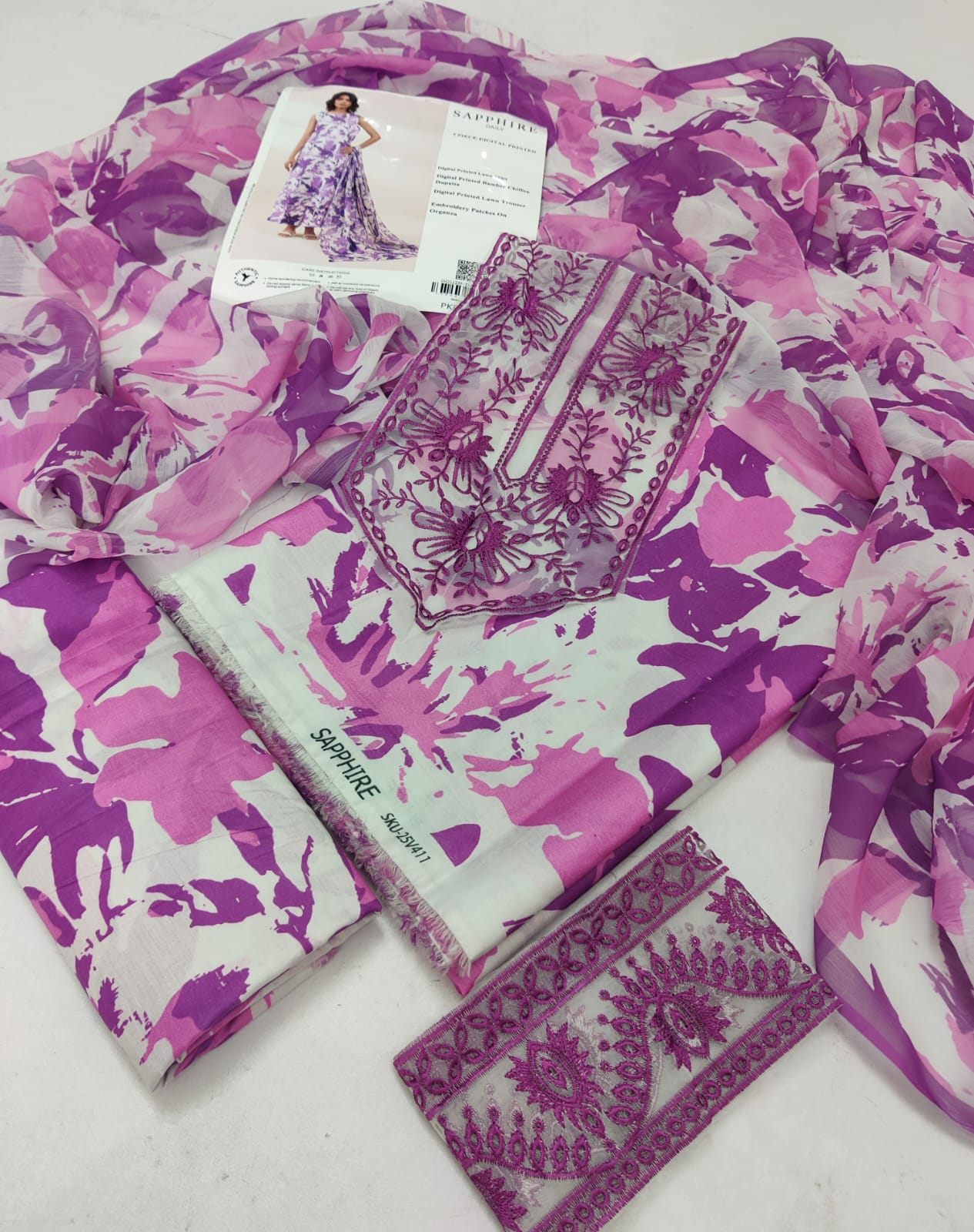 Sapphire 3 Piece - Embroidered Lawn Suit