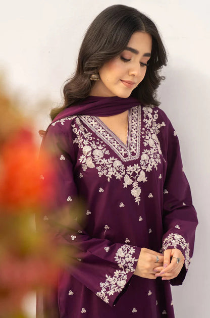 3PC Lawn Embroidered Suit with Chiffon Dupata