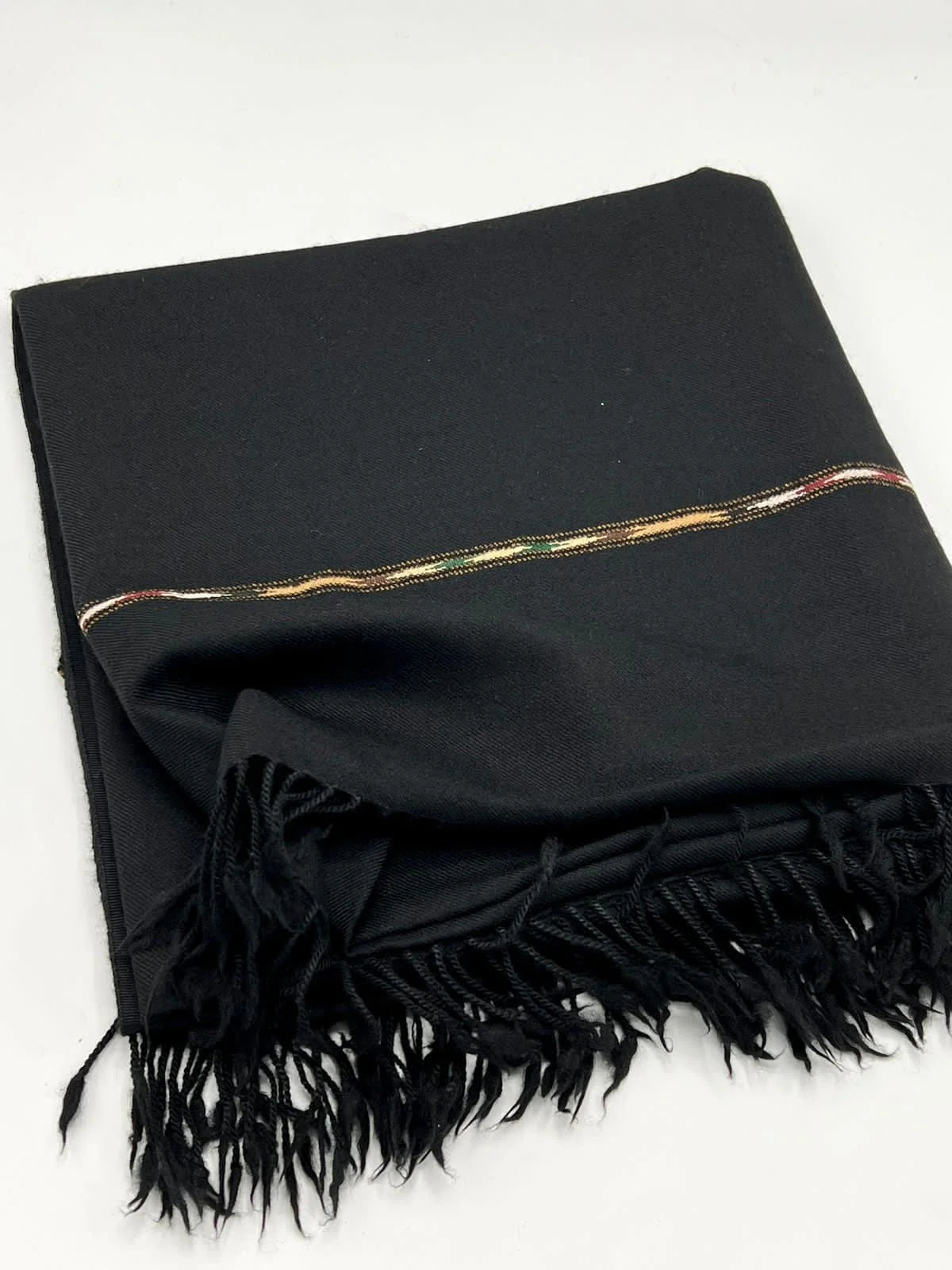 BLACK COLOUR PASHMINA WOOLEN SHAWL FOR MEN LIGHT-WEIGHT