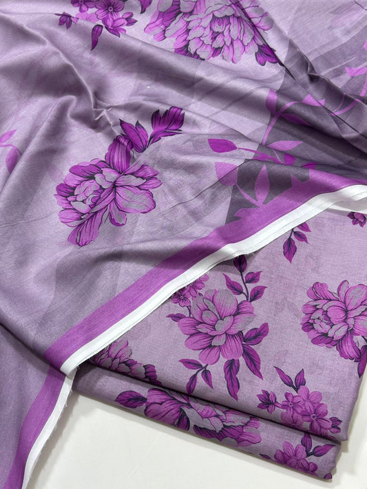 Floral 3PC Lawn Suit with Voile Dupatta