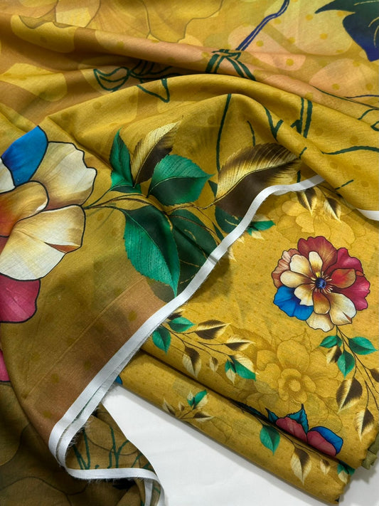 Floral 3PC Lawn Suit with Voile Dupatta