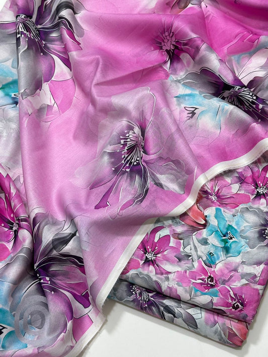 Floral 3PC Lawn Suit with Voile Dupatta