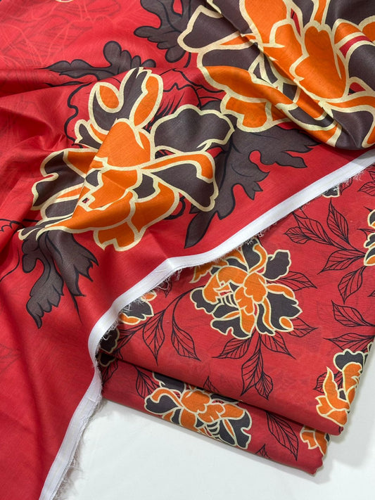 Floral 3PC Lawn Suit with Voile Dupatta