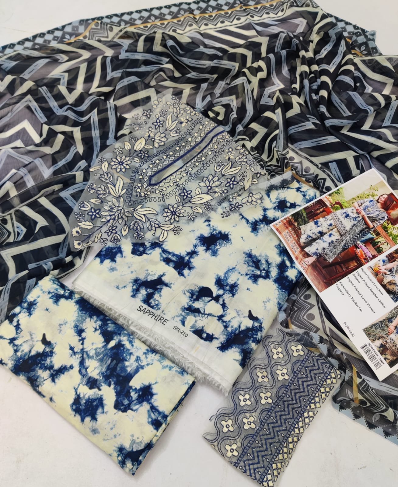 Sapphire 3 Piece - Embroidered Lawn  Suit