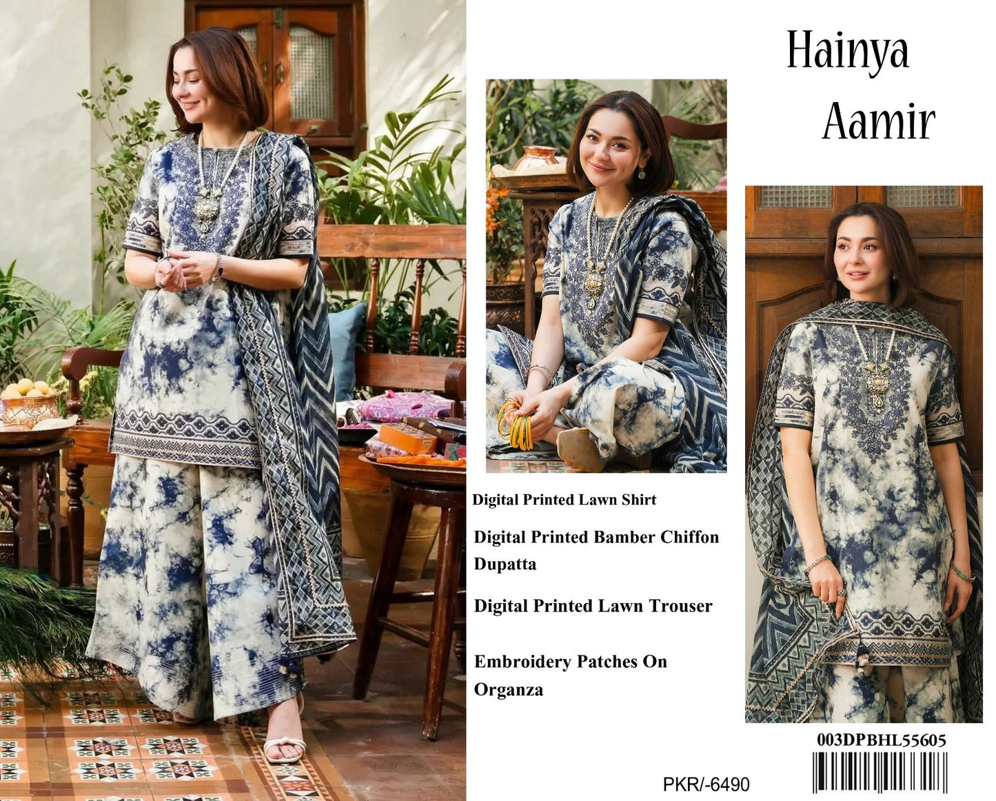 Sapphire 3 Piece - Embroidered Lawn  Suit