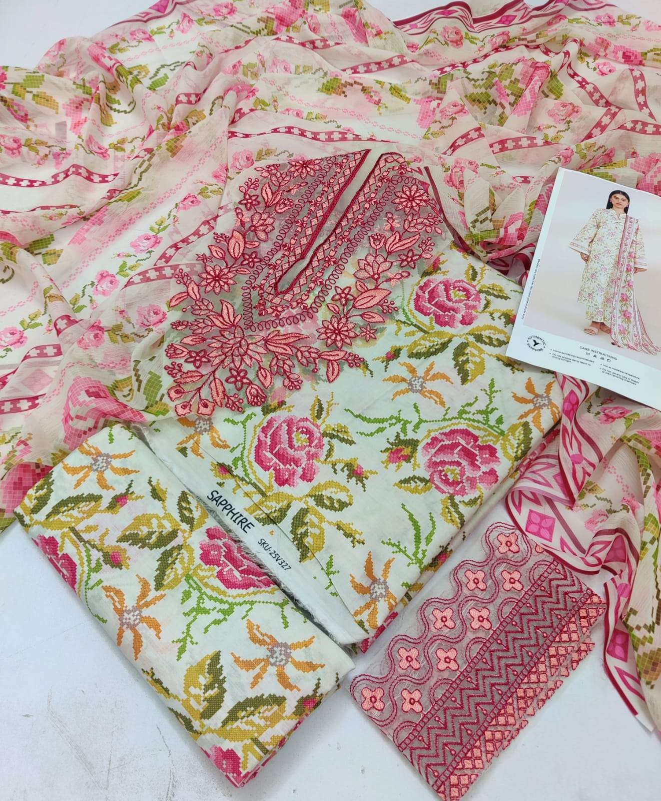Sapphire 3 Piece - Embroidered Lawn  Suit
