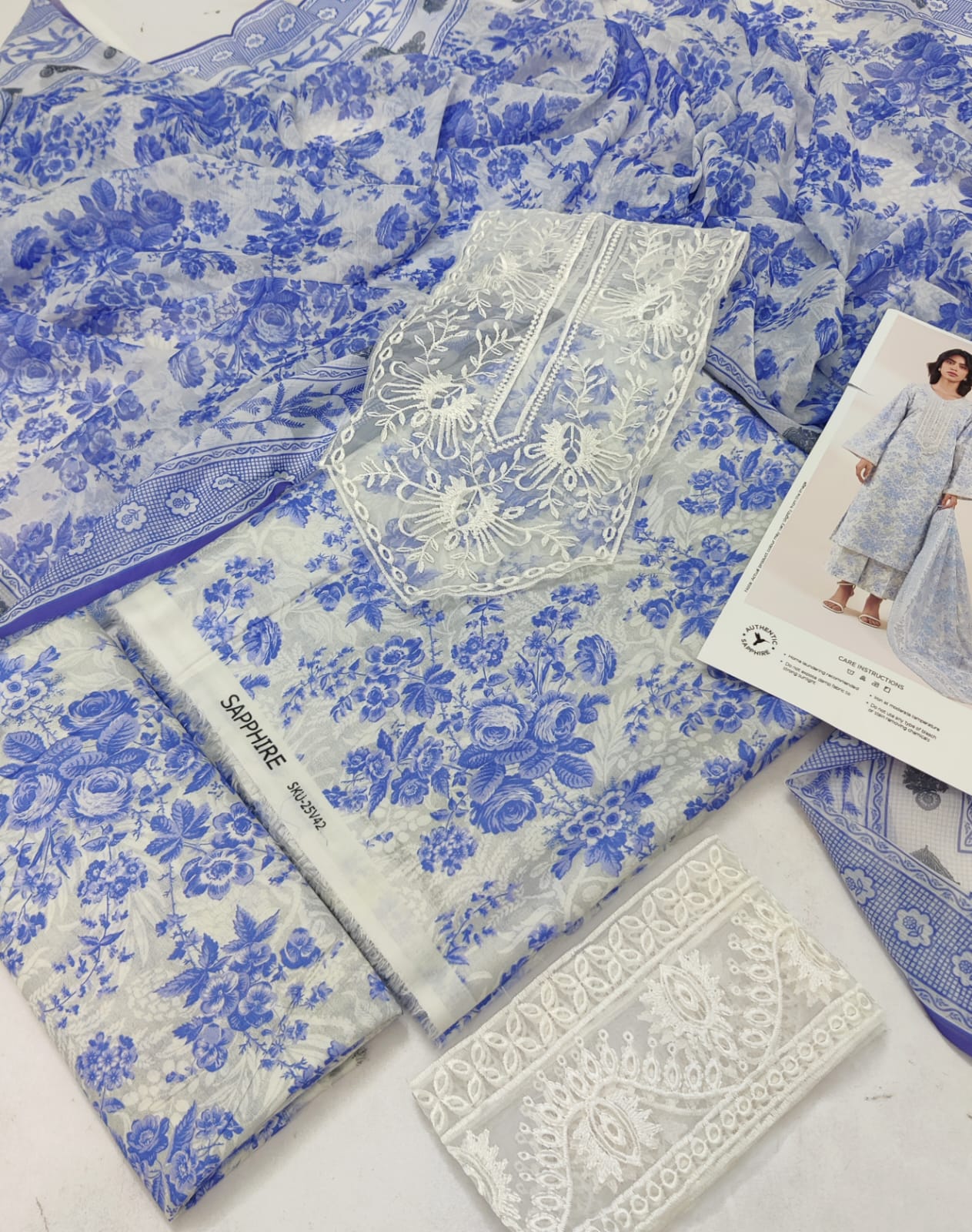 Sapphire 3 Piece - Embroidered Lawn  Suit