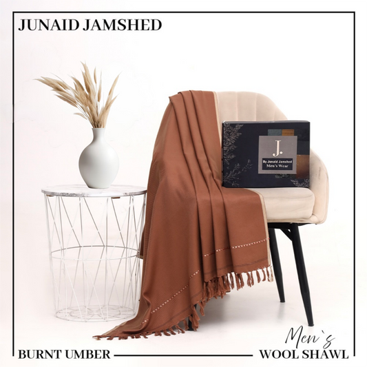 Junaid Jamshed Wool Shawl - Burnt Umber